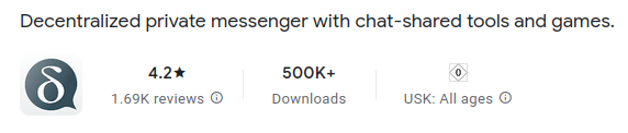 Google Play store showing 500K+ downloads